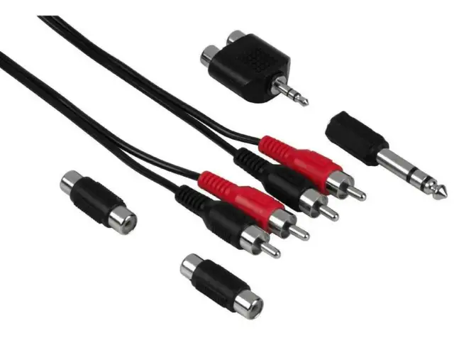 Hama Kit Cable Rca 3,5mm 6,3mm Adaptador Acoplamiento para Móvil MP3 Altavoz PC