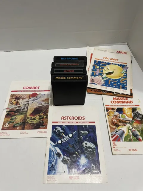 Atari Game & Manual Lot-Asteroids, Combat, Missile Command & Space Invaders!!!