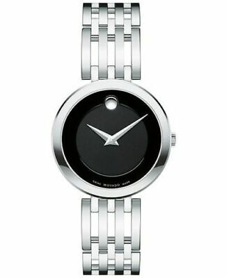 Brand New Movado Ladies Esperanza 0607051 Black Stainless Steel Concave Watch
