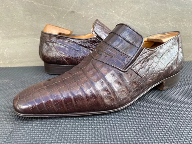 MAURI ITALY DARK Brown Crocodile Loafers Dress Shoes Men’s EU 44 | US ...