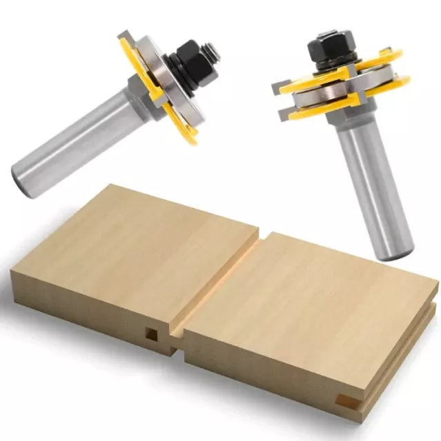 2pcs Tongue and Groove Router Bit Set T Shape 1/2" Shank Wood 5/16" X 5/32" Cut