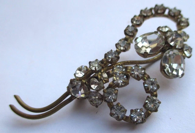 Belle Broche Vintage En Cristal Et Péridot – Couleur Or, Design Florilège, Occasion