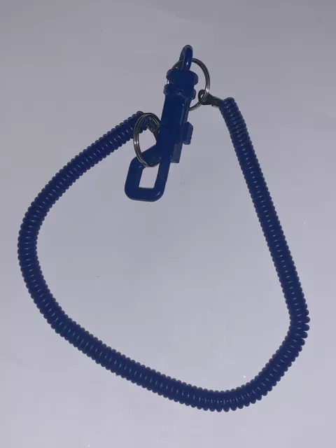 Vintage Blue Bungee Cord Lanyard Keychain