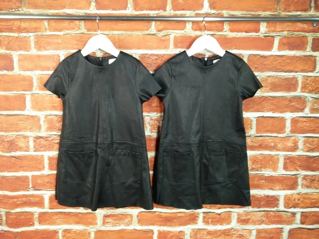 Girls Bundle Age 5-6 Years 100% Zara Black Faux Leather Zip Dress Twin Set 116Cm