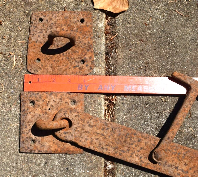 Vtg Hand Forged 18" Iron Gate Latch Barn Door Antique Primitive Farm Hardware #2 3