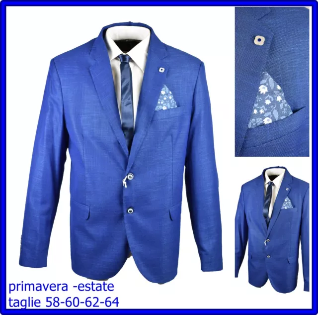 Giacca blazer uomo elegante primaverile blu taglie forti estiva leggera 58 60 62