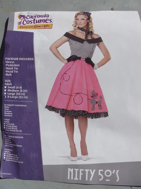 ADULT NIFTY 50S Rock n Roll Dress Poodle Hop Costume Ladies Fancy Dress  Outfit 19.00 - PicClick UK