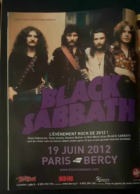 Publicité advert concert album advertising BLACK SABBATH 2012 PARIS OZZY