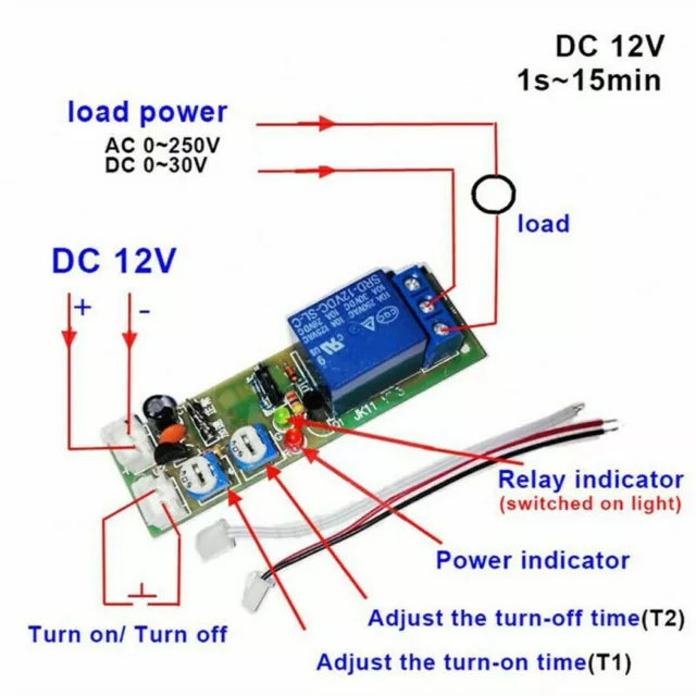 Module relais de minuterie réglable sans effort DC12V pour un timing précis
