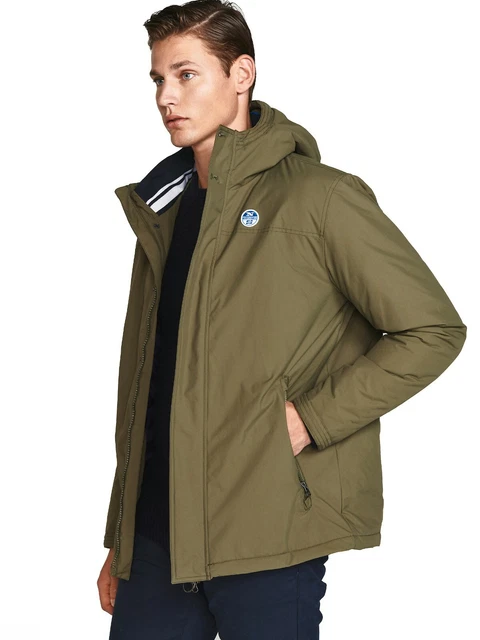 Giubbotto uomo invernale North Sails giacca casual con cappuccio e tasche verde 7