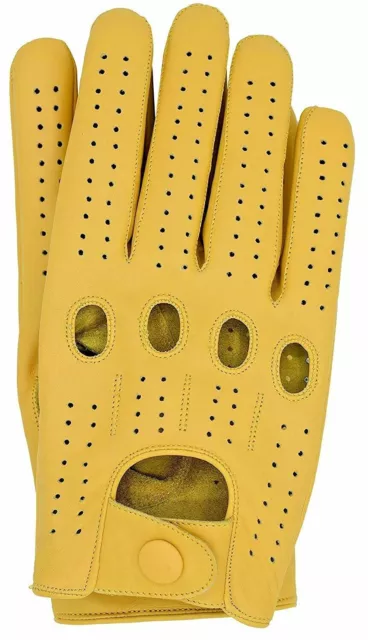 Riparo Men's Genuine Leather Full-Finger Driving Gloves - Camel