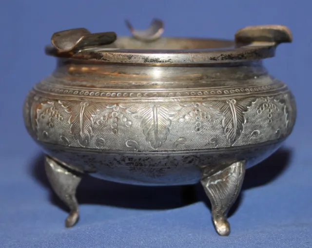 Antique Ornate Silverplated Footed Ashtray