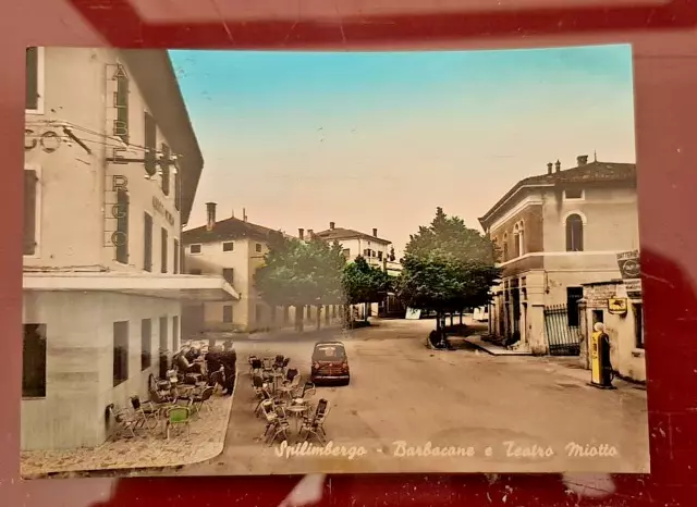 cartolina spilimbergo pordenone barbacane e teatro miotto formato grande 1959