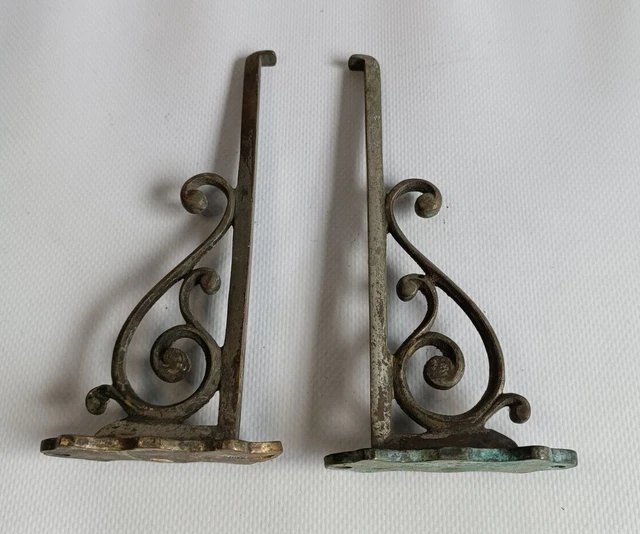 PAIRE D'ÉQUERRE MURALE pour étagère, ancien en métal EUR 45,00 ...