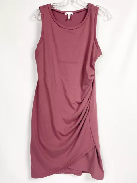 Leith Womens XL Tank Dress Ruched Sleeveless Body Con Mauve Knit