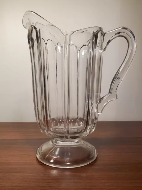 Rare EAPG O'HARA GLASS CO. Ltd. No. 25 Footed Pitcher 44oz Ribs Panels 1876