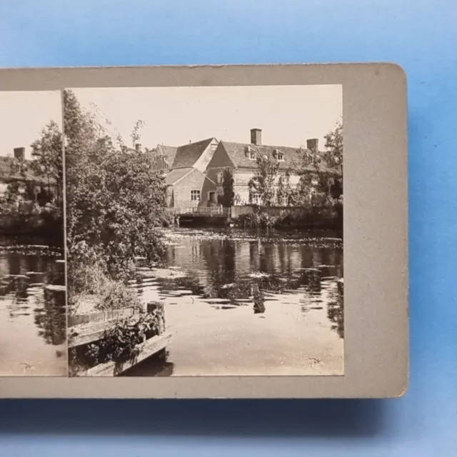 Stereoview Card 3D Real Photo C1900 Flatford Suffolk The Mill Pond