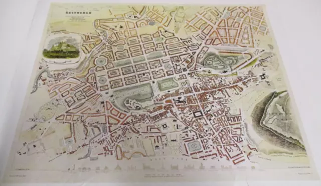 Edinburgh - Baldwin and Cradock - 1834 Reprint - Antique Maps of Britain - 1970s