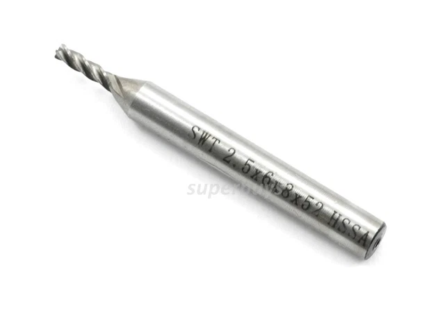 2.5mm 4 Flute HSS End Milling Mill Edge Cutter Cutting Lathe Router Bit Tool