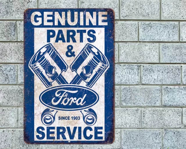 Ford Parts & Service Sign Aluminum Metal 8"x12" Garage Man Cave Rustic Retro