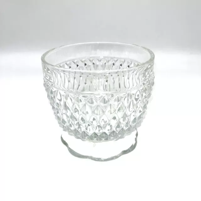 VTG Retro Discontinued Indiana Glass Diamond Point Sugar Bowl Scalloped Foot