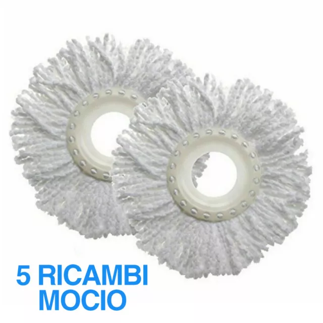 5 Mocio Ricambio Superfive Rotomop Frange Microfibra Roto Mop Gira E Strizza 360