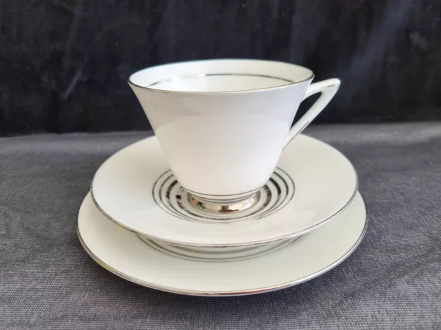 Royal Doulton Art Deco "Royalty" Cup, Saucer and Side Plate Trio