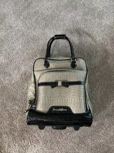 Samantha Brown Embossed Rolling 21” Carry-It-All Bag Tan/Black As Pictured