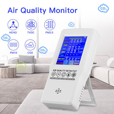 Air Quality Monitor Formaldehyde HCHO TVOC PM2.5 PM10 CO2 LCD Digital Detector!