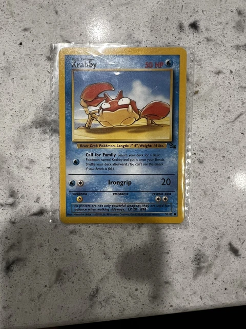 POKEMON CARD KRABBY fossil set ERROR MISPRINT 51/62 RARE Great