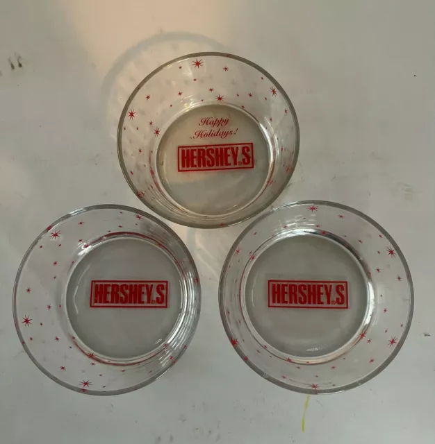 Hershey's Happy Holidays Ice Cream Dessert Glass Bowls Set of 3 Starburst