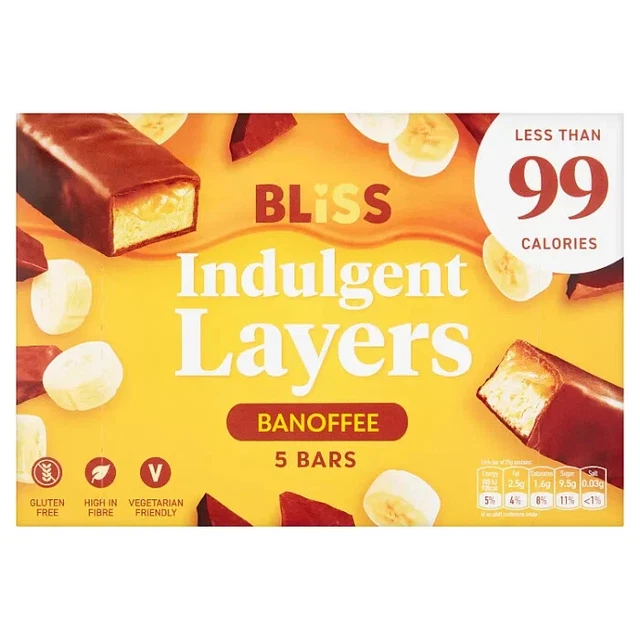 4 scatole x Bliss strati indulgenti barre banoffee 5 x 25 g