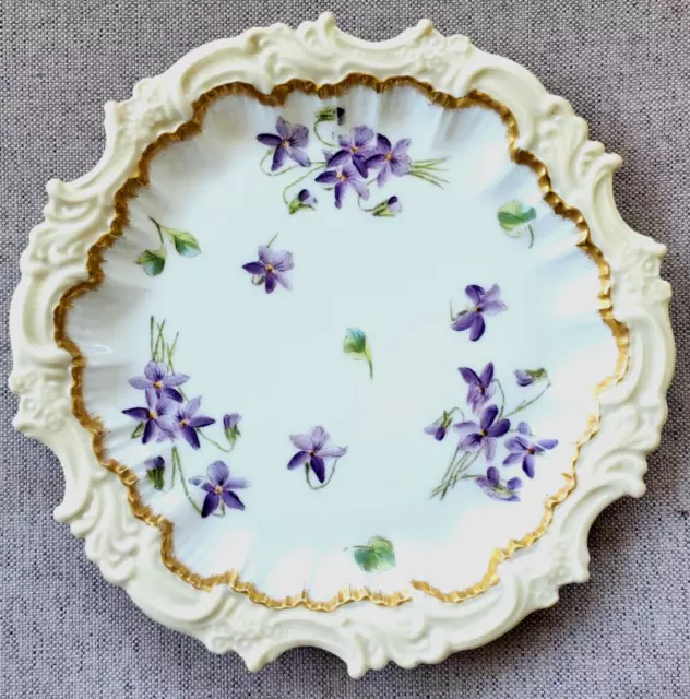 Limoges T&V France Souvenir Higgins & Seiter New York Ny Violets Luncheon Plate