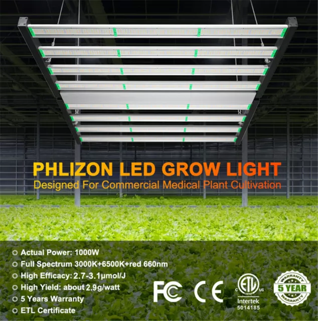 PHLIZON FD9600 1000W Dimmable LED Bar Commercial Indoor Grow Light Full spectrum