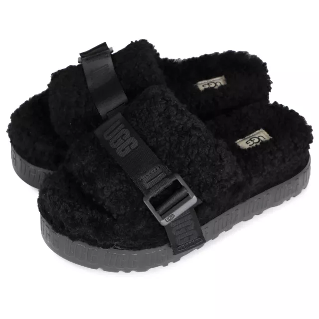 UGG 1113475 WOMEN'S Fluffita Sheepskin Slipper Slide Sandals Black Size ...