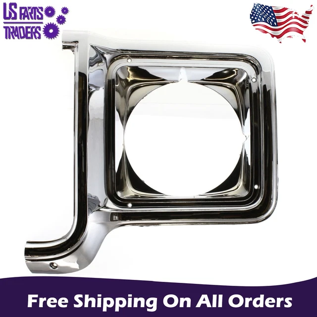Headlight Door Chrome/Dark Gray Round For 1975-1978 Chevrolet C10 Driver Side LH