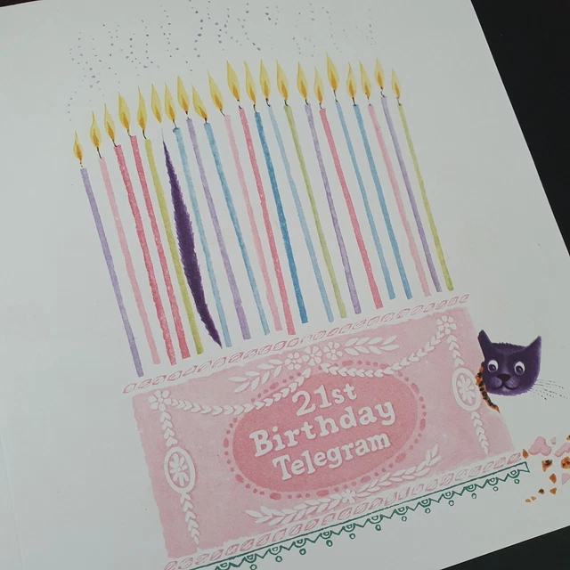 Vintage 1960s Blank POST OFFICE Illustrated 21st Birthday Greeting