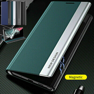 For Samsung Galaxy S22 Ultra S22+ Plus Magnetic Case Leather Flip Stand Cover