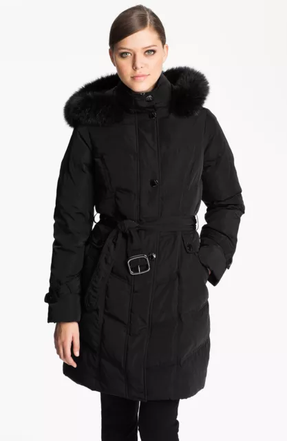 New $325 Sachi Collection by Kristen Blake Womens Genuine Fur Trim Down Coat