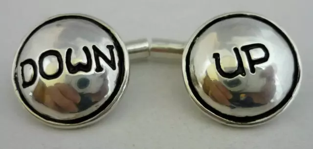 Stunning Unusual Sterling Silver "UP" & "DOWN" Cufflinks New & Cased