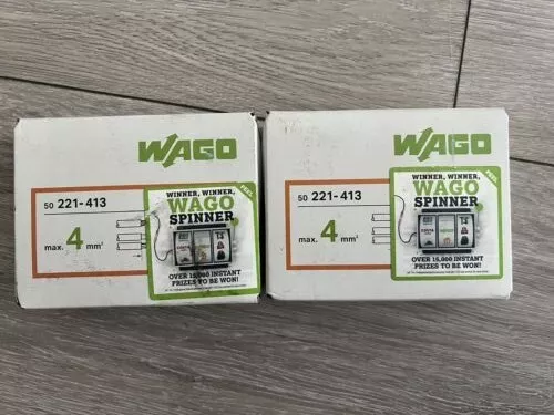 WAGO 221-413 3 Way Lever Type Push Cable Connector.  2 boxes of 50 (total - 100)