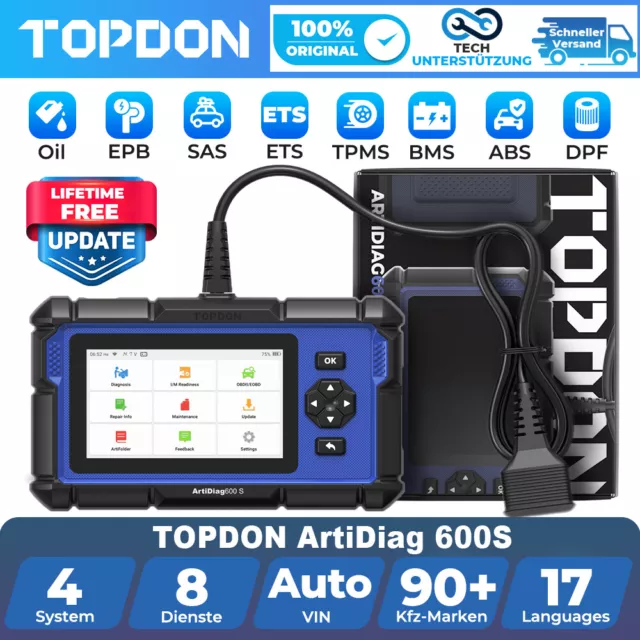 2023 TOPDON AD600S Profi KFZ Diagnosegerät Auto OBD2 Scanner TPMS EPB SAS ABS