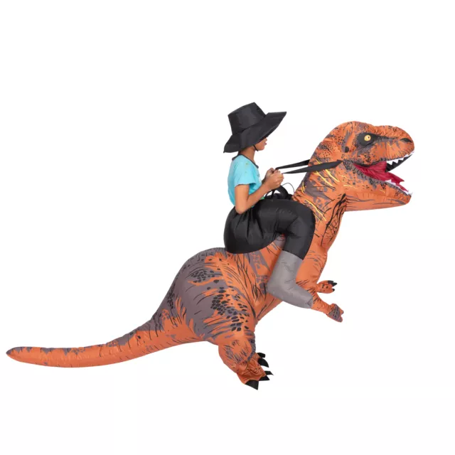 Kids Inflatable T Rex Dinosaur Ride-On Costume Halloween Blow up Fancy Dress UK