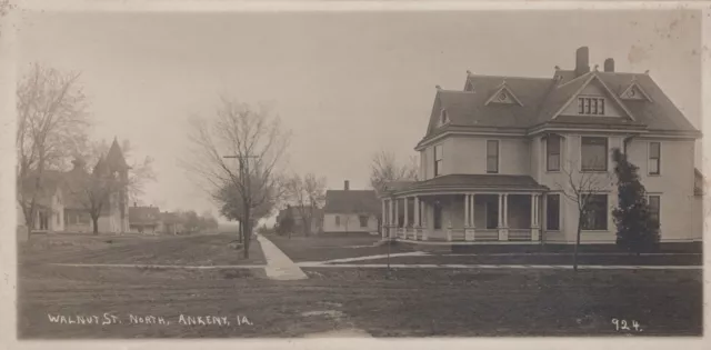 RPPC Wide Panorama Ankeny IA Walnut St North J B Hughes Kruxo Postcard