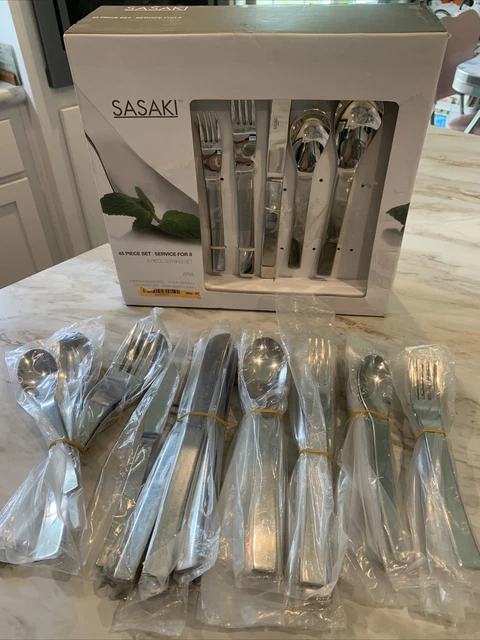 NIB 45 Pieces SASAKI Stainless Flatware Set Modernist Pattern VIGNELLI ARIA NIB 45 Pieces SASAKI Stainless Flatware Set Modernist Pattern VIGNELLI ARIA