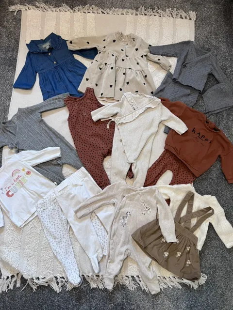 Girls neutral baby bundle 3-6 months dress, romper
