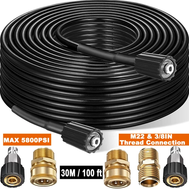 HIGH PRESSURE WASHER Hose 26/34/50/68ft 5800PSI M22 Power Washer