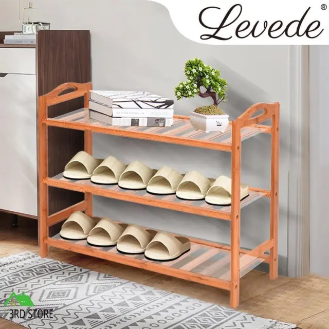 Levede 3 Tiers Bamboo Shoe Rack Storage Organizer Wooden Shelf Stand Shelves