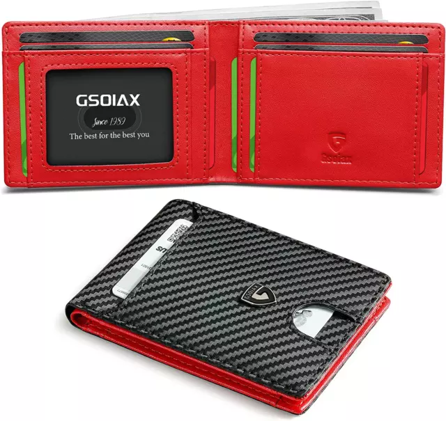 GSOIAX MENS SLIM Wallet RFID Blocking Bifold Carbon Fiber Thin Wallets ...