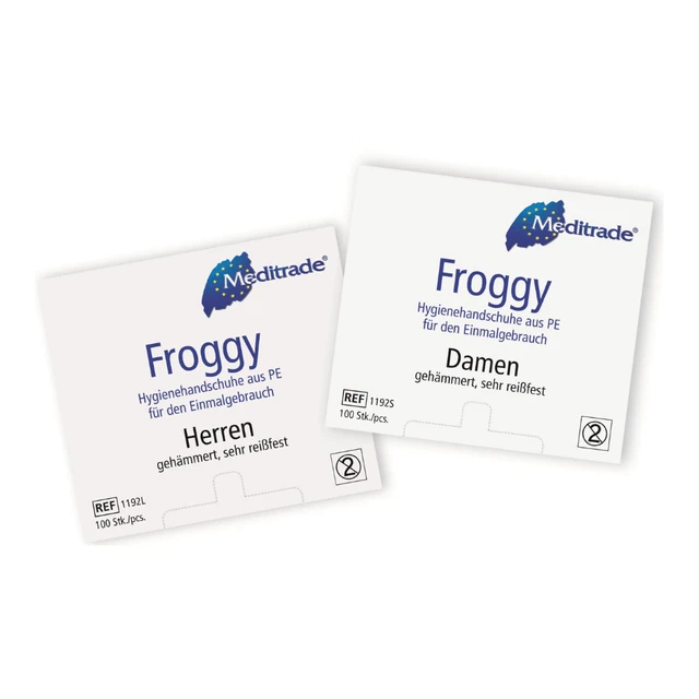 Meditrade Froggy Hygienehandschuhe aus PE, Damengröße - 1 Packung